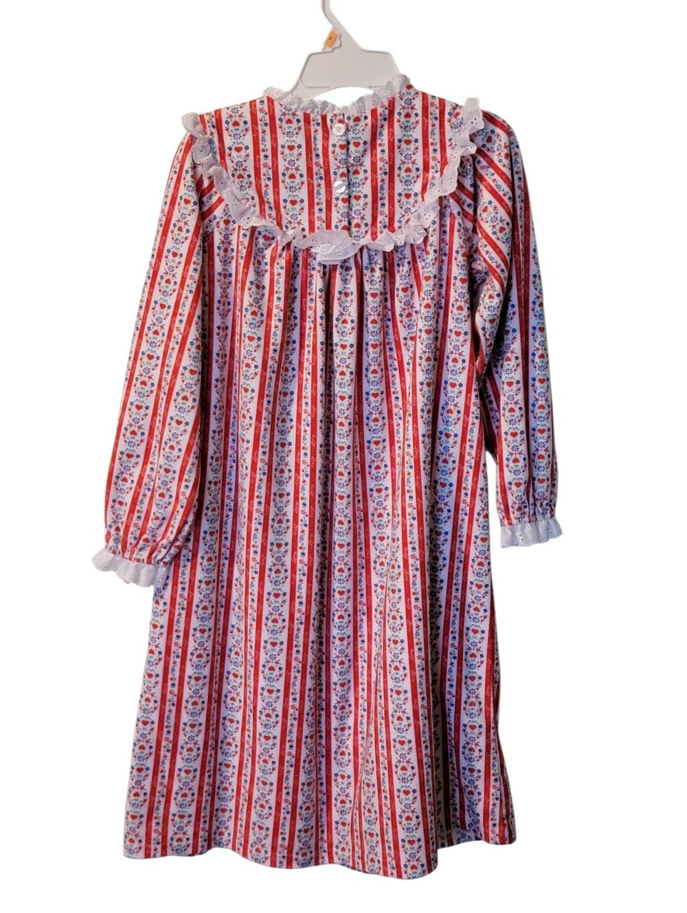 Lanz of Salzburg Flannel Nightgown Red and White Girls S 6/6x